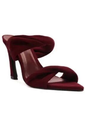 SCHUTZ Meline Pointed Toe Slide Sandal Size: 11 B Vino Curved Heel